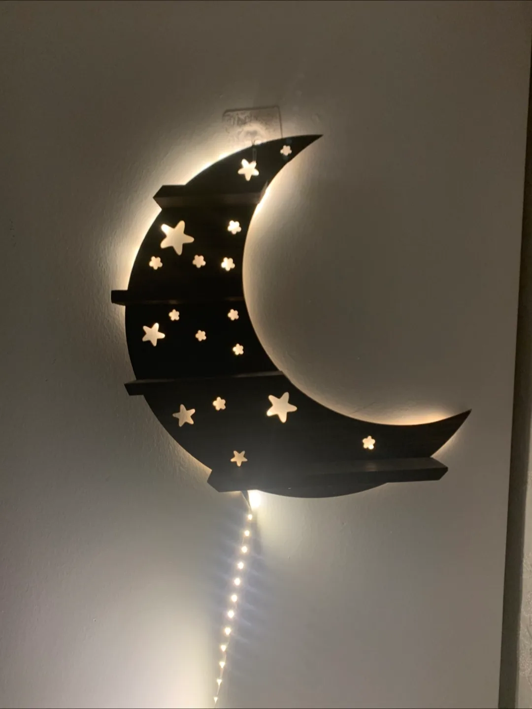 ‼️MOVING SALE‼️Crescent Moon Shelf with Light-up Stars image indicator(3)