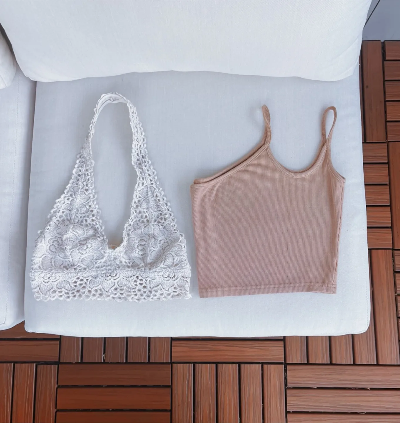 Lace Bralette & Pink Tank stretchy Top-Size S thumbnail