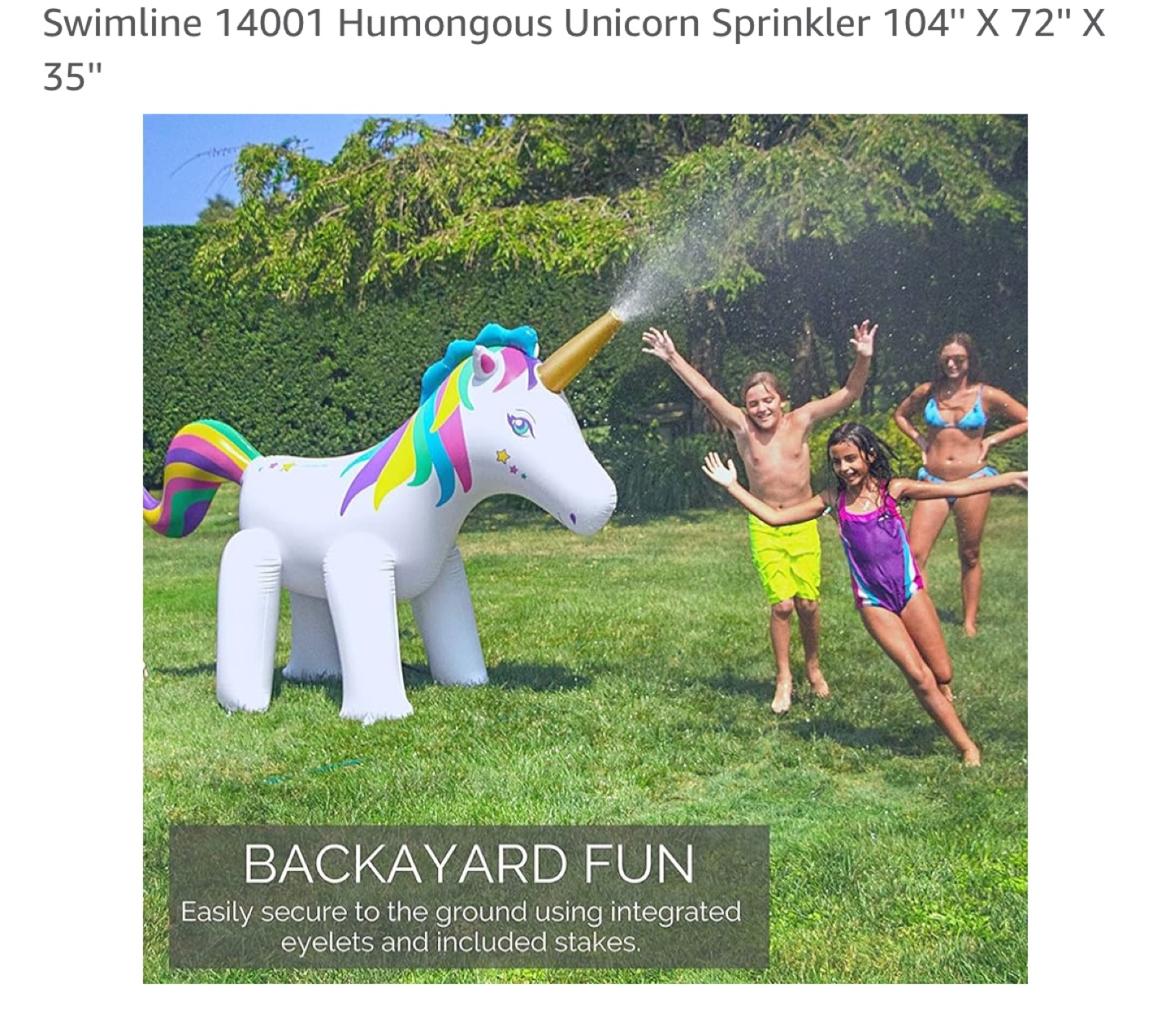 Swimline Humongous Unicorn Sprinkler - Like New! - photo 2