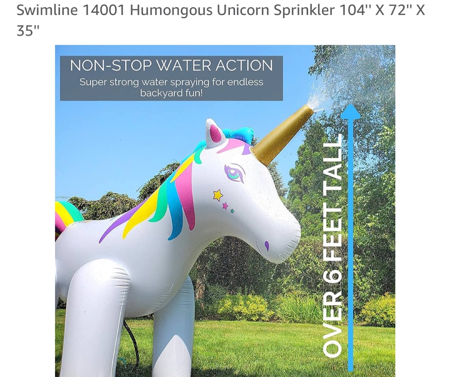 Swimline Humongous Unicorn Sprinkler - Like New! - photo 5