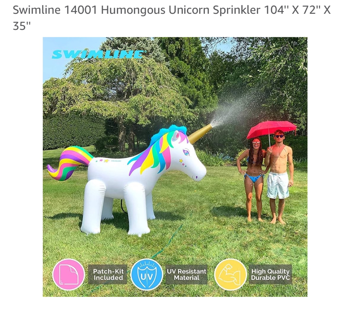 Swimline Humongous Unicorn Sprinkler - Like New! - photo 4