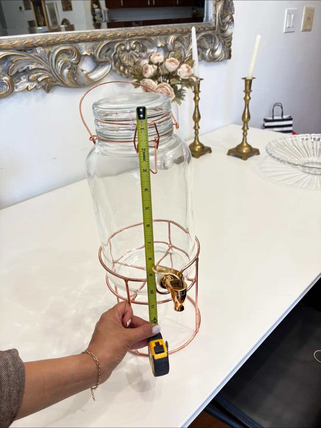 Glass Drink Dispenser with Copper Stand image indicator(5)