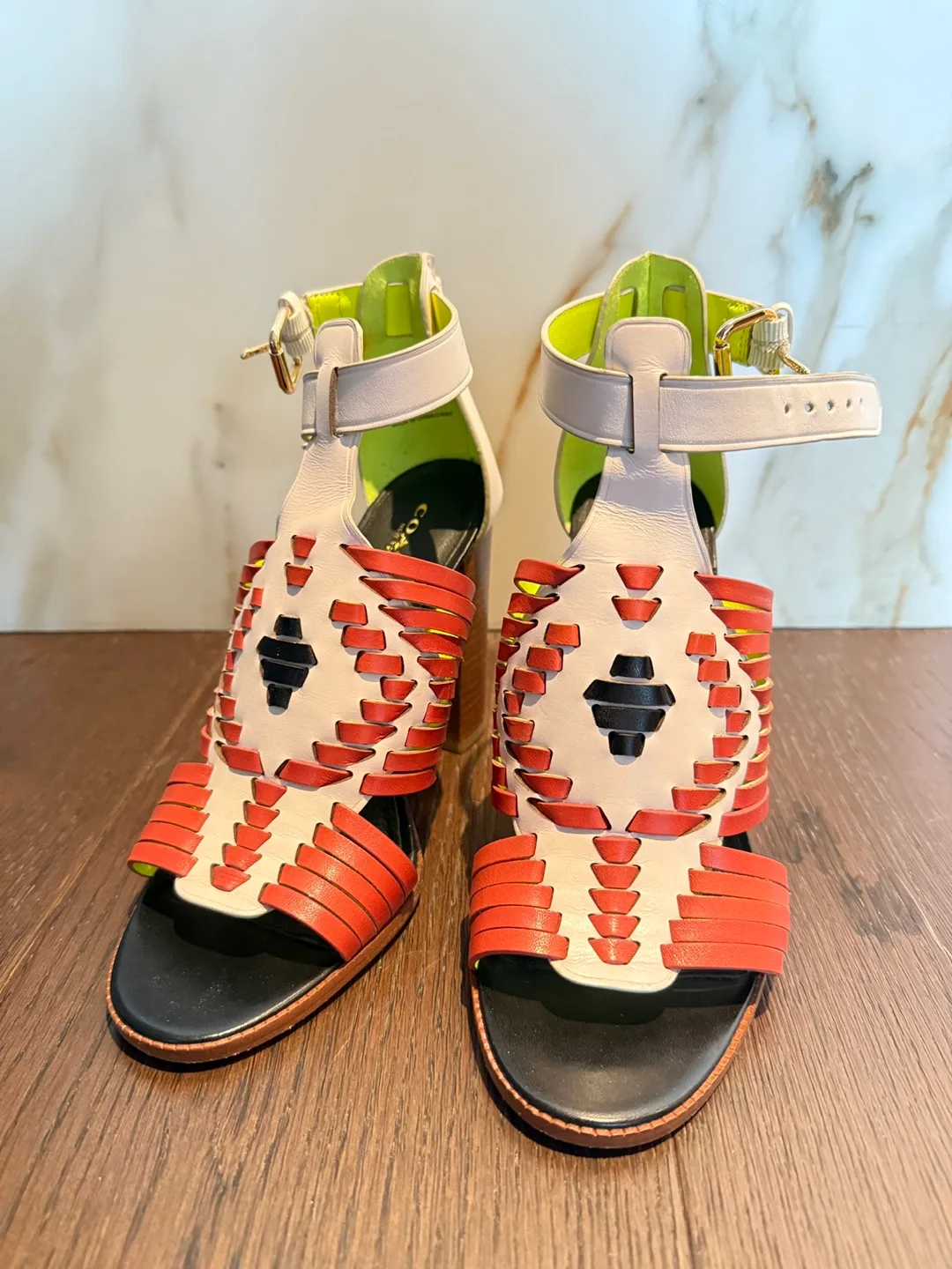 Coach Woven Leather Heel Sandals thumbnail