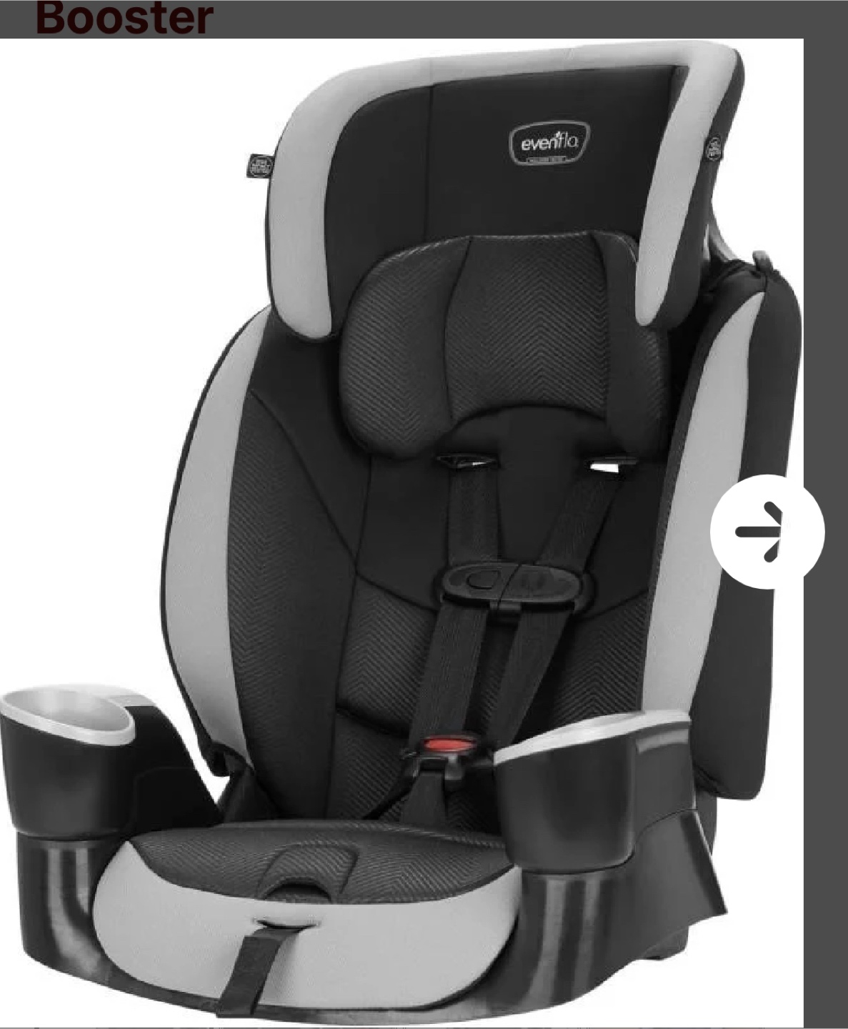 Evenflo Booster Car Seat - Black & Grey