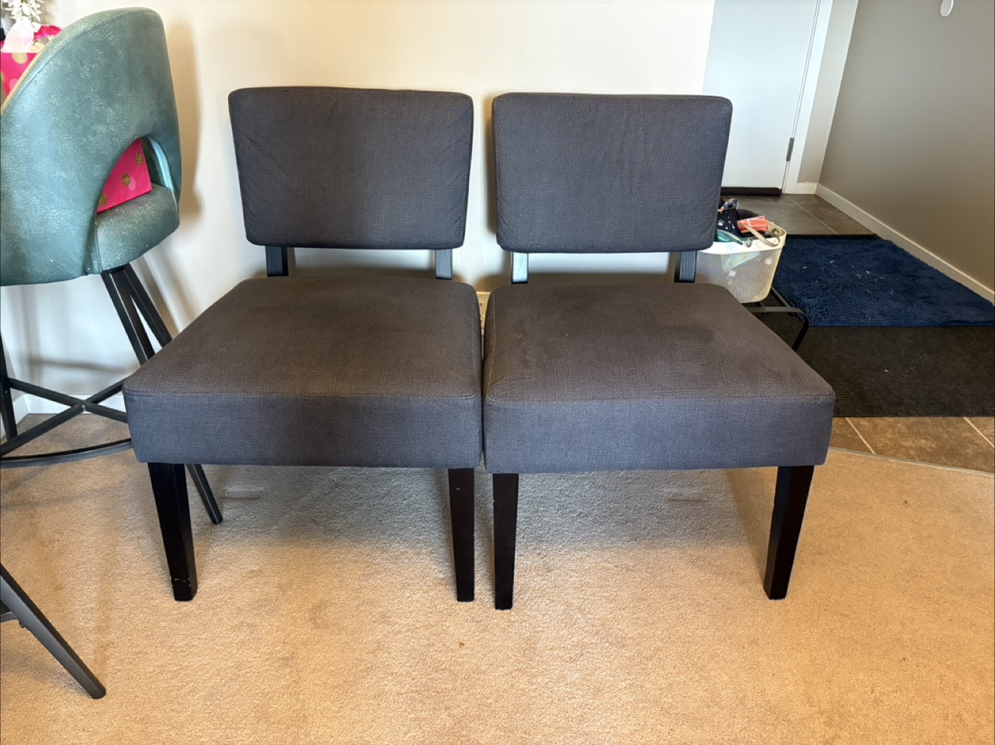 Pair of Dark Grey Upholstered living room Chairs