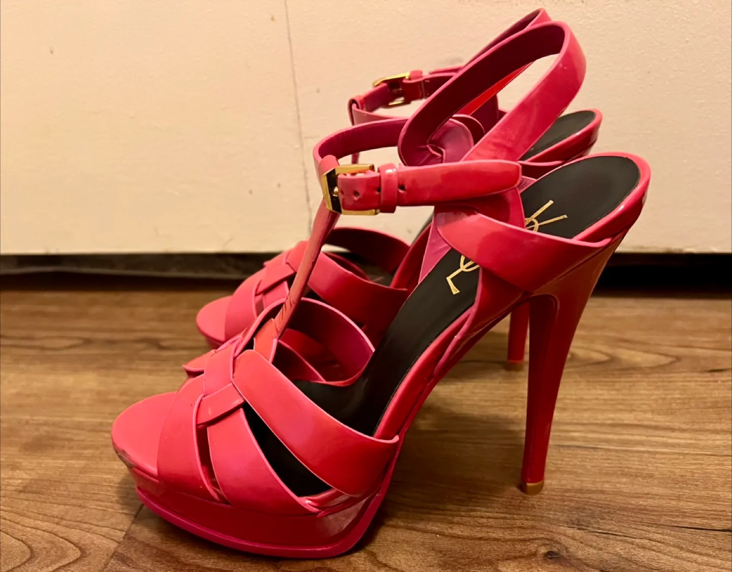 Saint Laurent Pink Tribute Platform Heels Size 39 image indicator(3)
