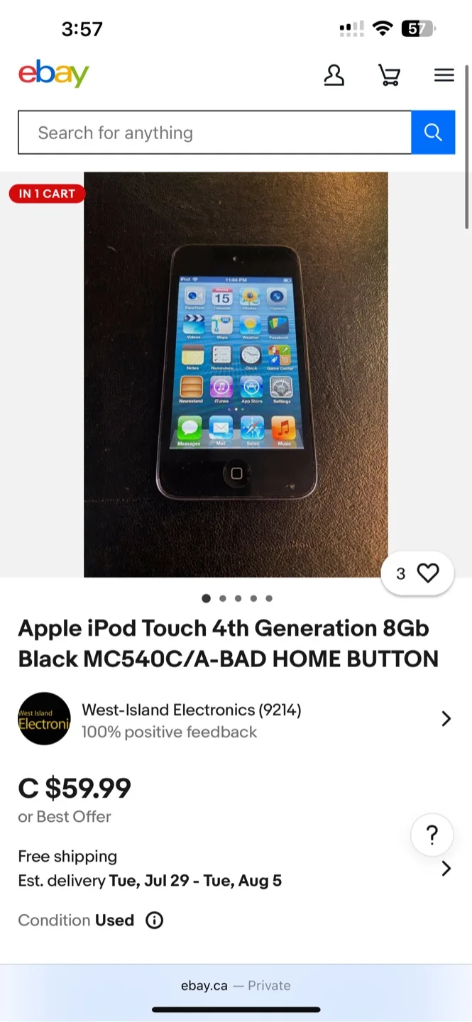 Apple iPod Touch 4th Gen 8GB - Cracked Screen image indicator(4)