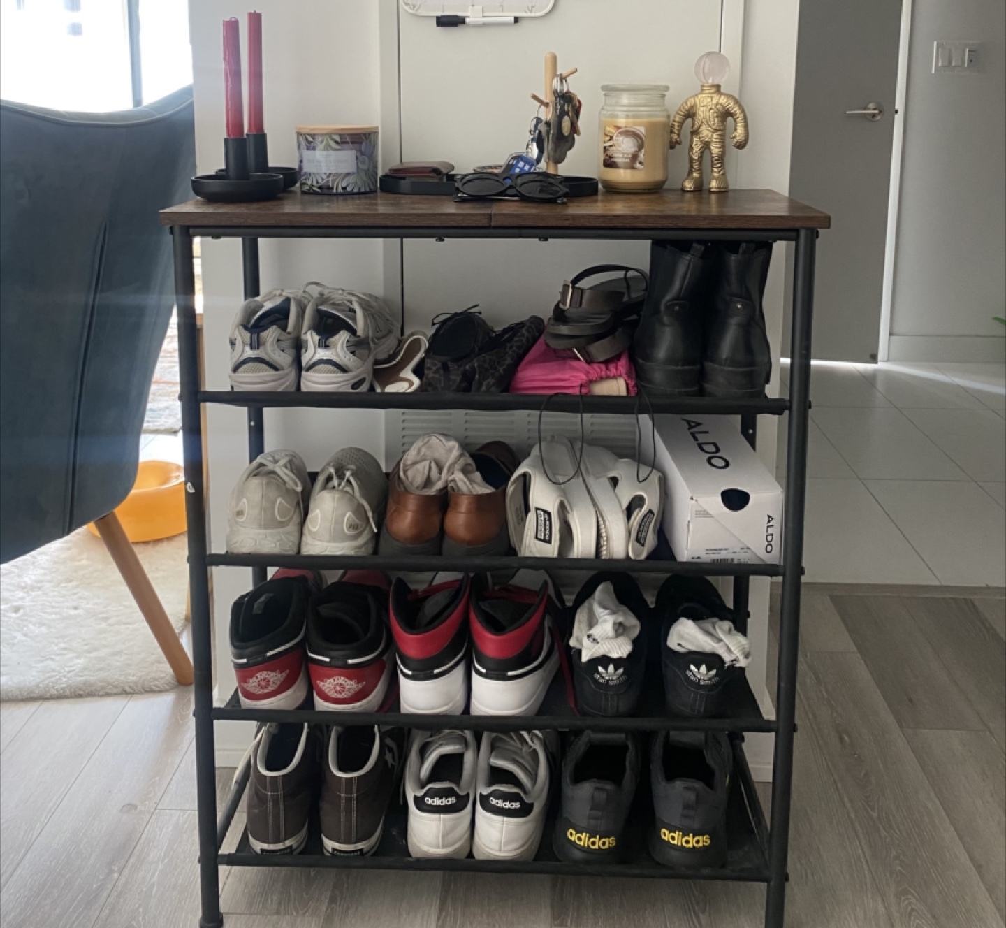 Shoe Rack with Wood Top & Fabric Shelves - photo 2