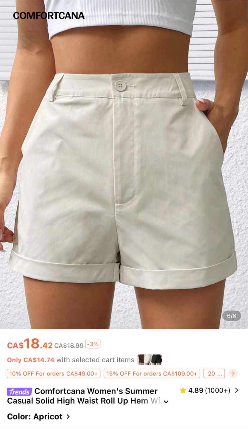 SHEIN Women's Black and apricot Pocketed Shorts - New