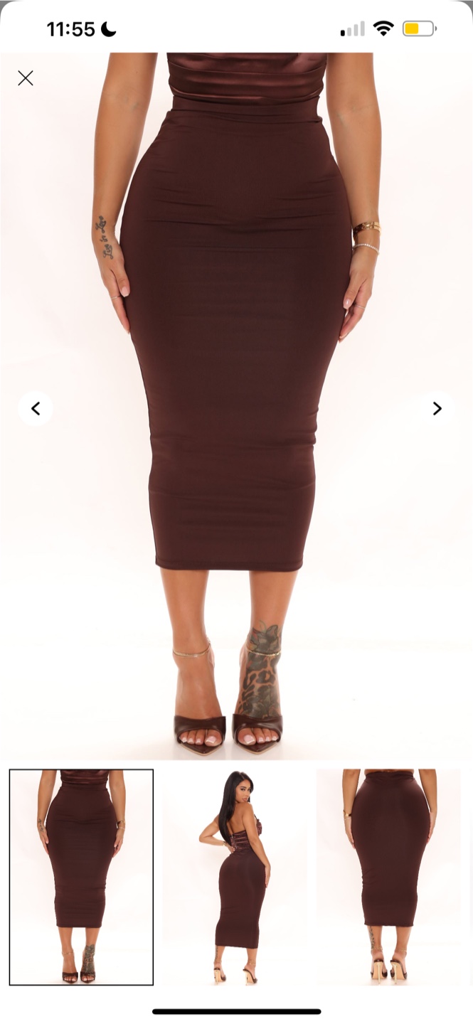 Fashion Nova Brown Midi Skirt