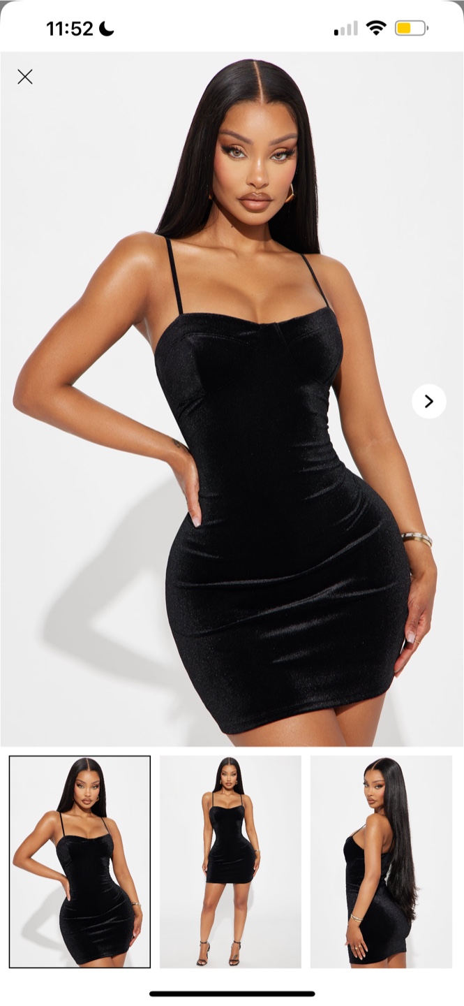 Fashion Nova Black Velvet Mini Dress