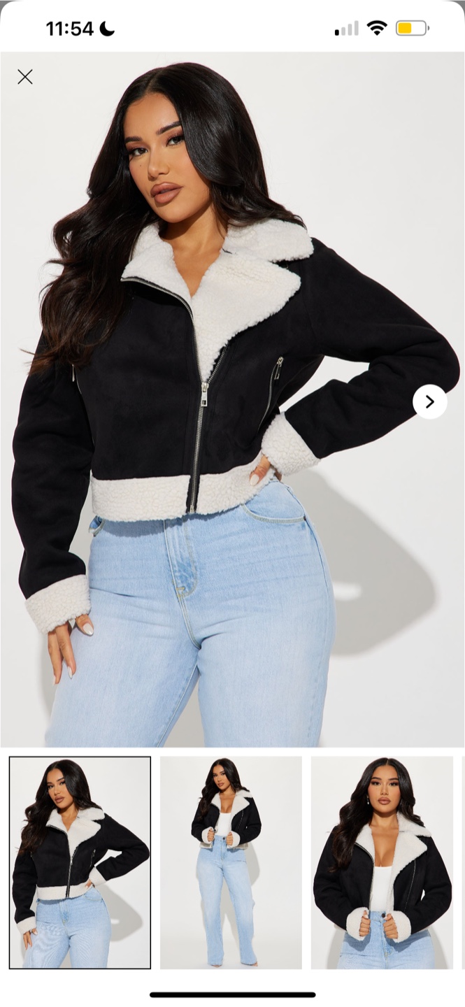 Fashion Nova Black Faux Suede Sherpa Jacket