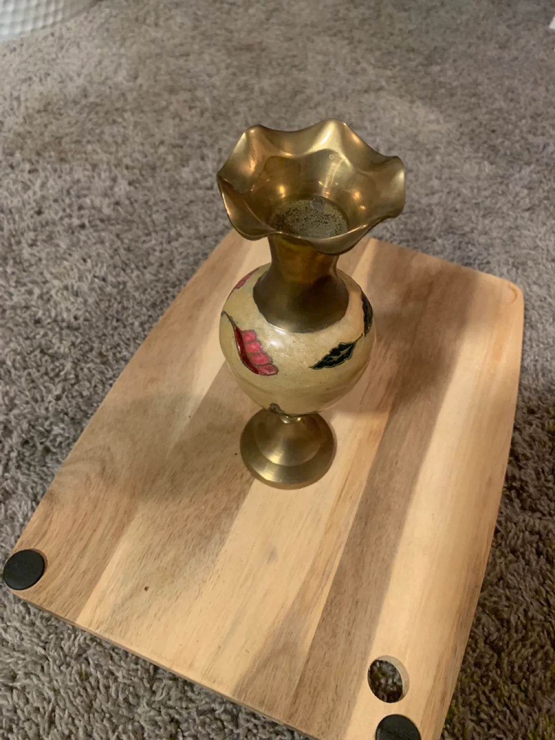 Vintage Brass Floral Vase ( 2 available) image indicator(2)