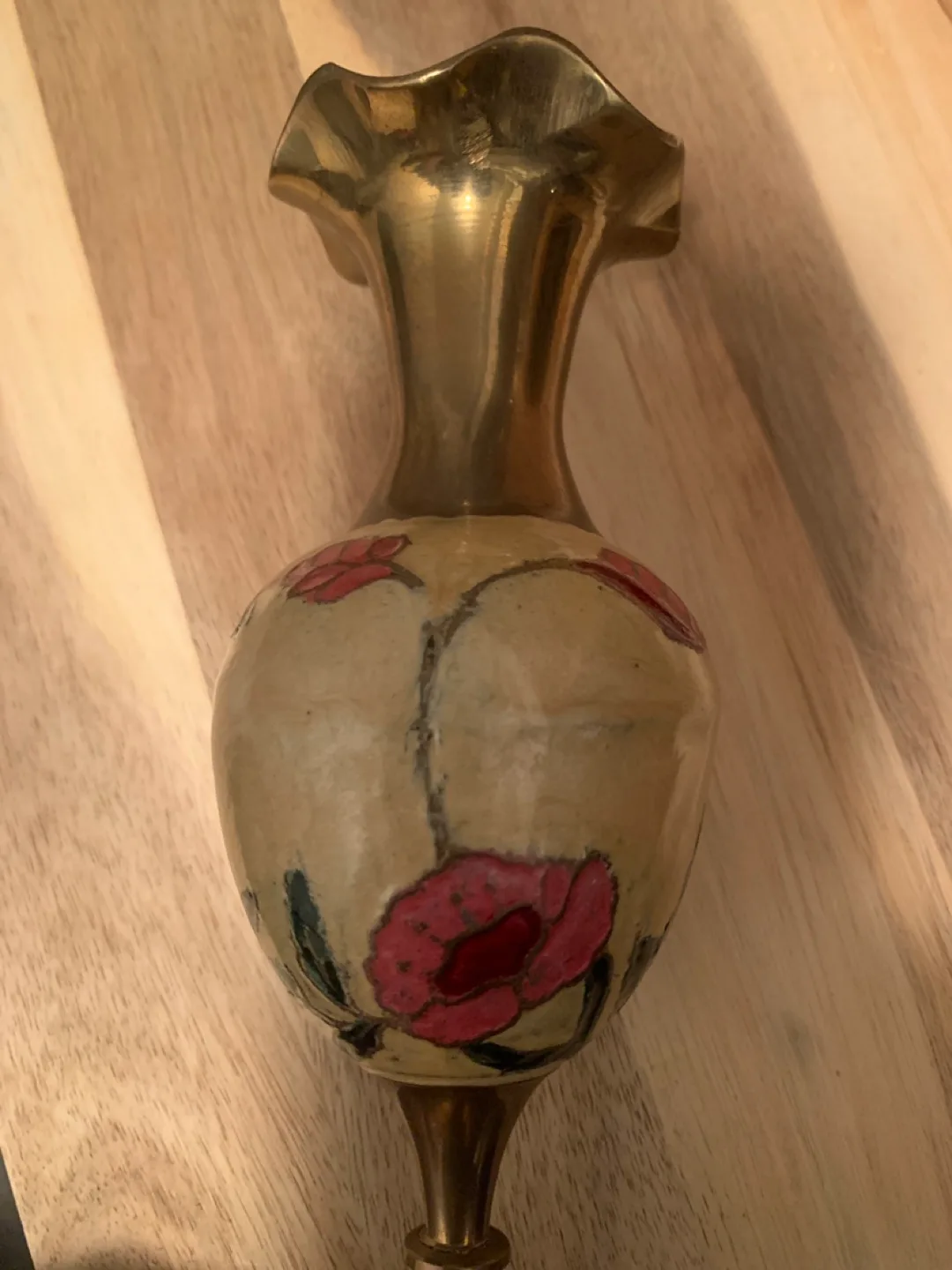 Vintage Brass Floral Vase ( 2 available) image indicator(3)