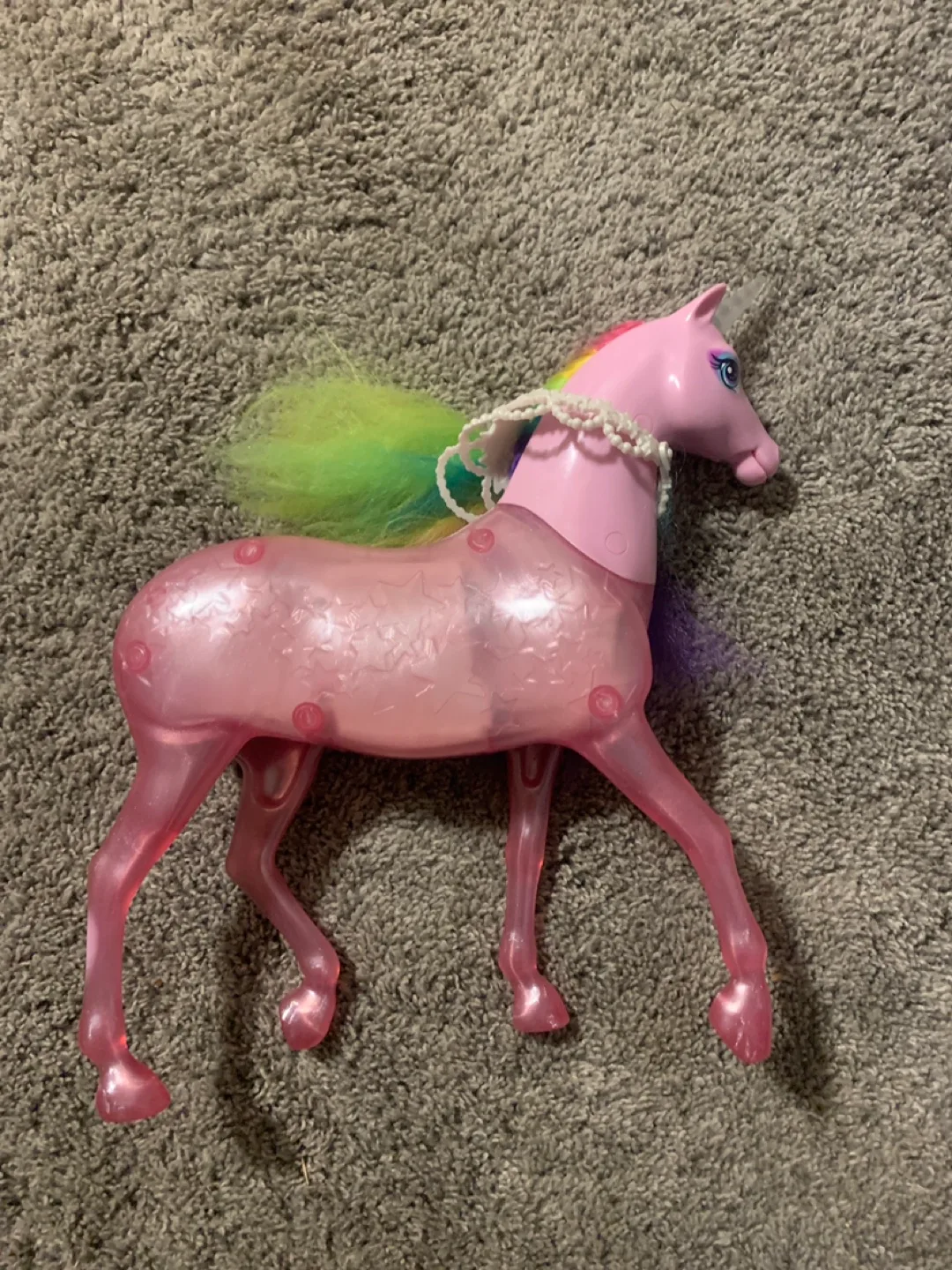 Pink Unicorn Toy with Rainbow Hair image indicator(2)