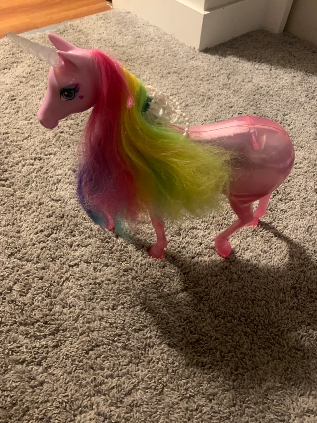 Pink Unicorn Toy with Rainbow Hair image indicator(3)