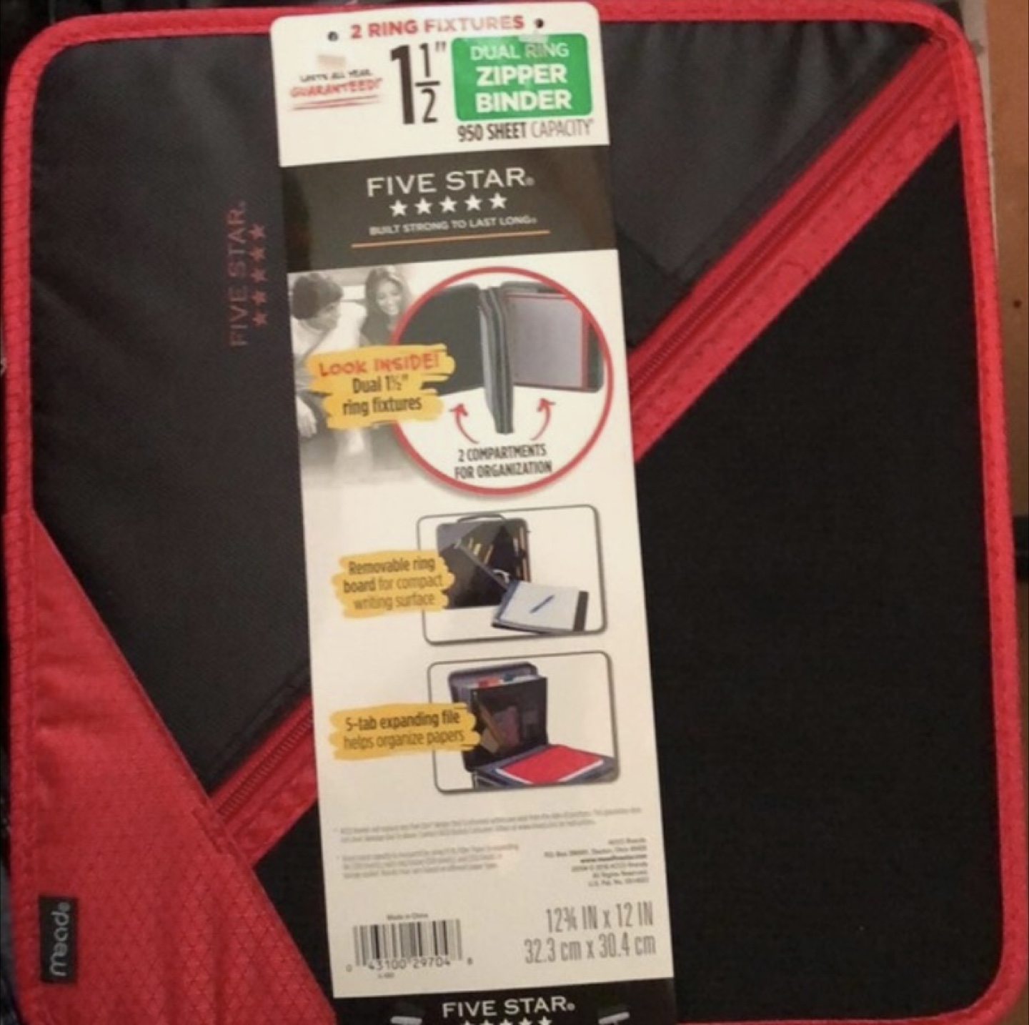 Five Star 1 1/2" Zipper Binder - Like New