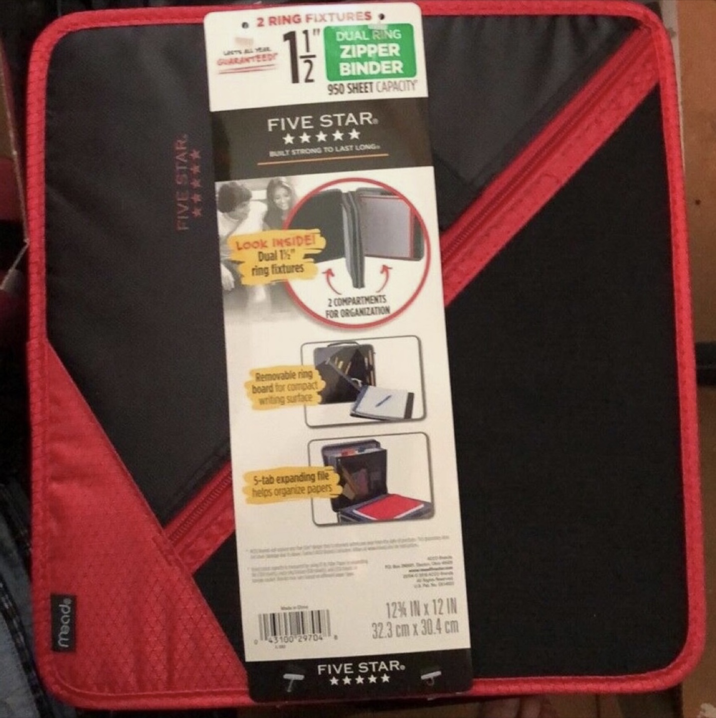Five Star 1 1/2" Zipper Binder - Like New - photo 2