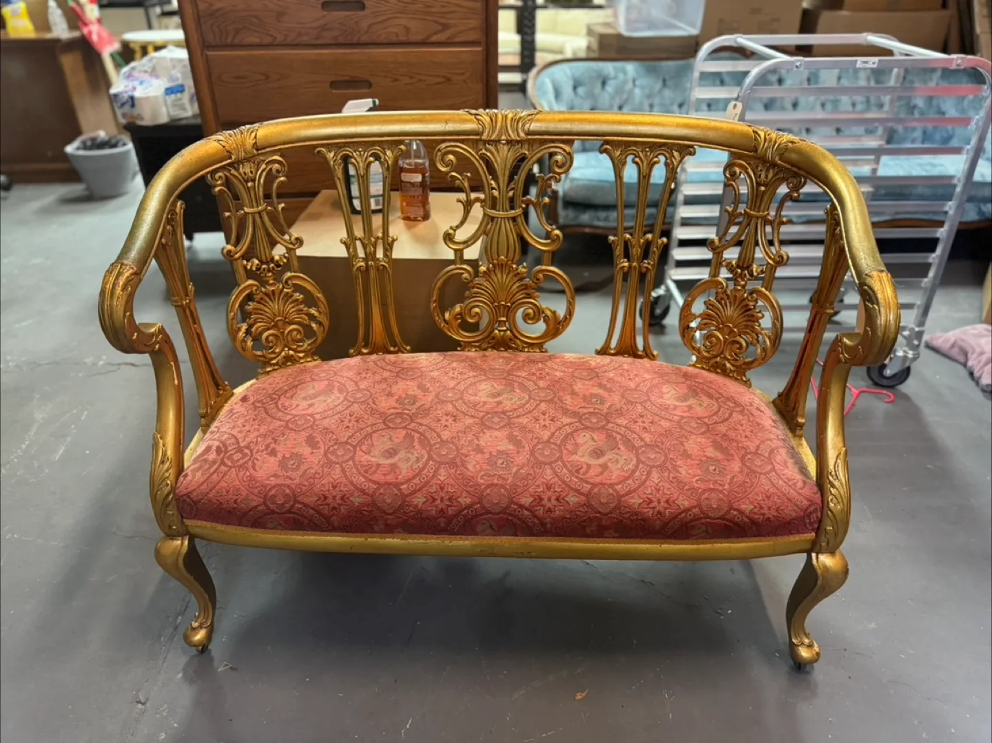 Antique Gold Ornate Settee thumbnail