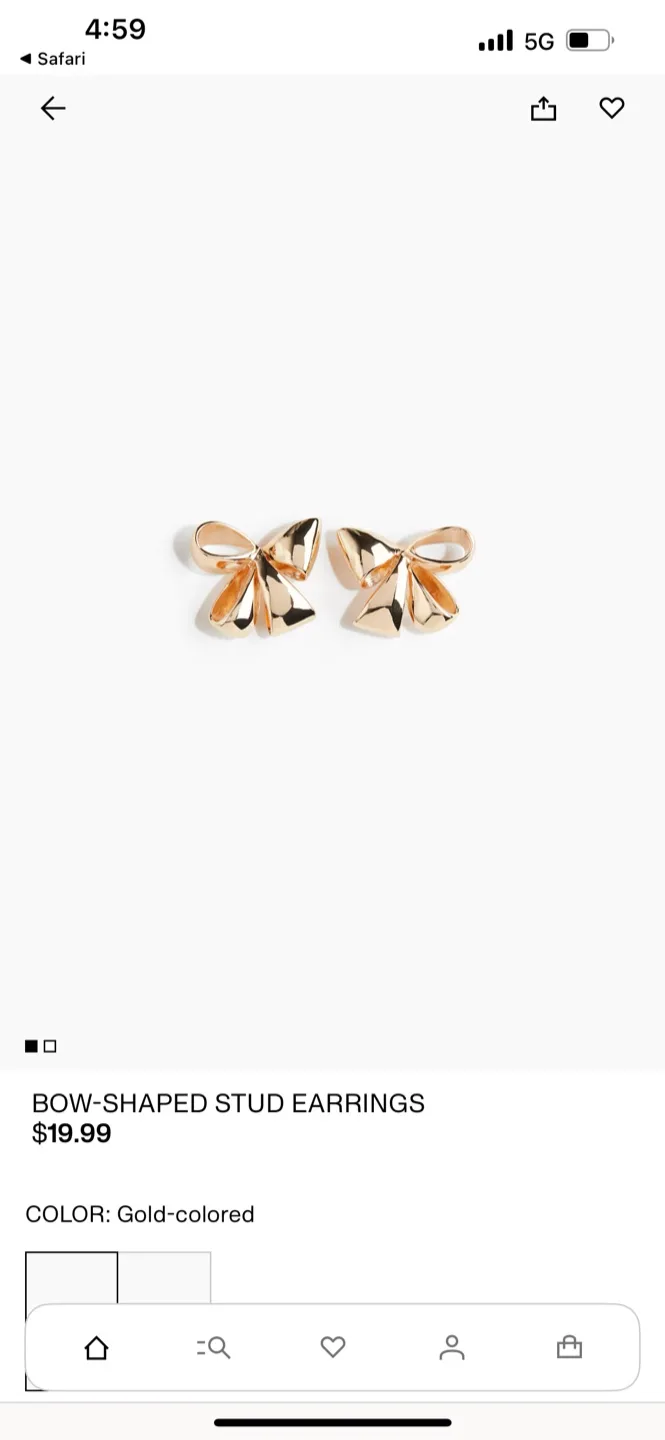 H&M Gold Bow-Shaped Stud Earrings image indicator(2)