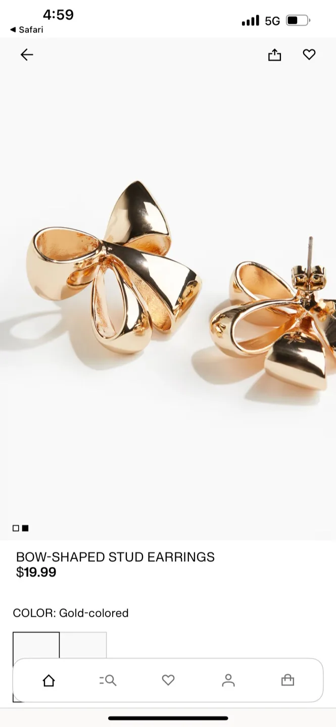 H&M Gold Bow-Shaped Stud Earrings thumbnail