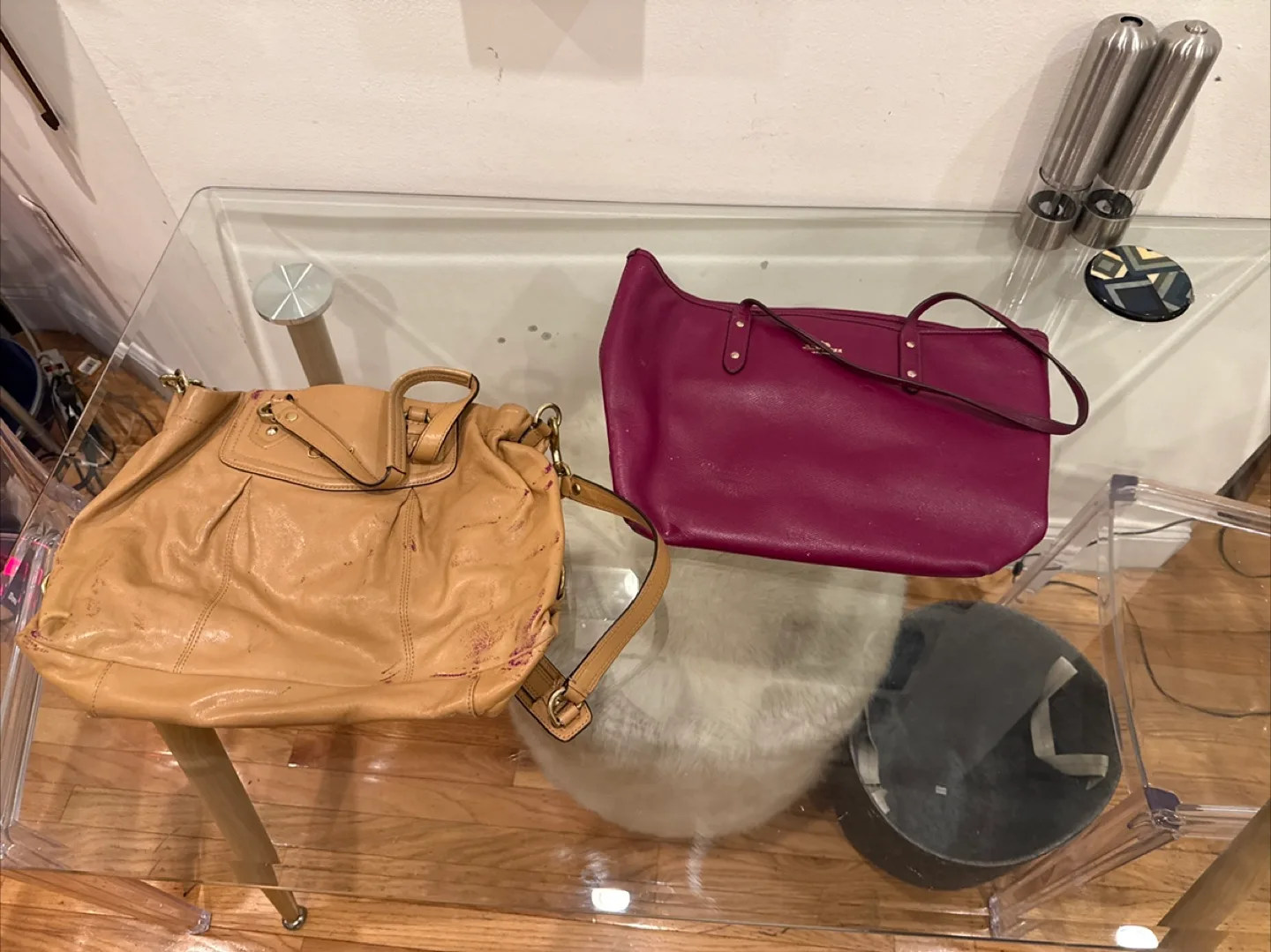 Coach Leather Tote Bag - Burgundy thumbnail