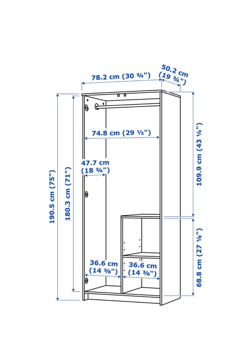 IKEA Brimnes 2-door Wardrobe - White - photo 5