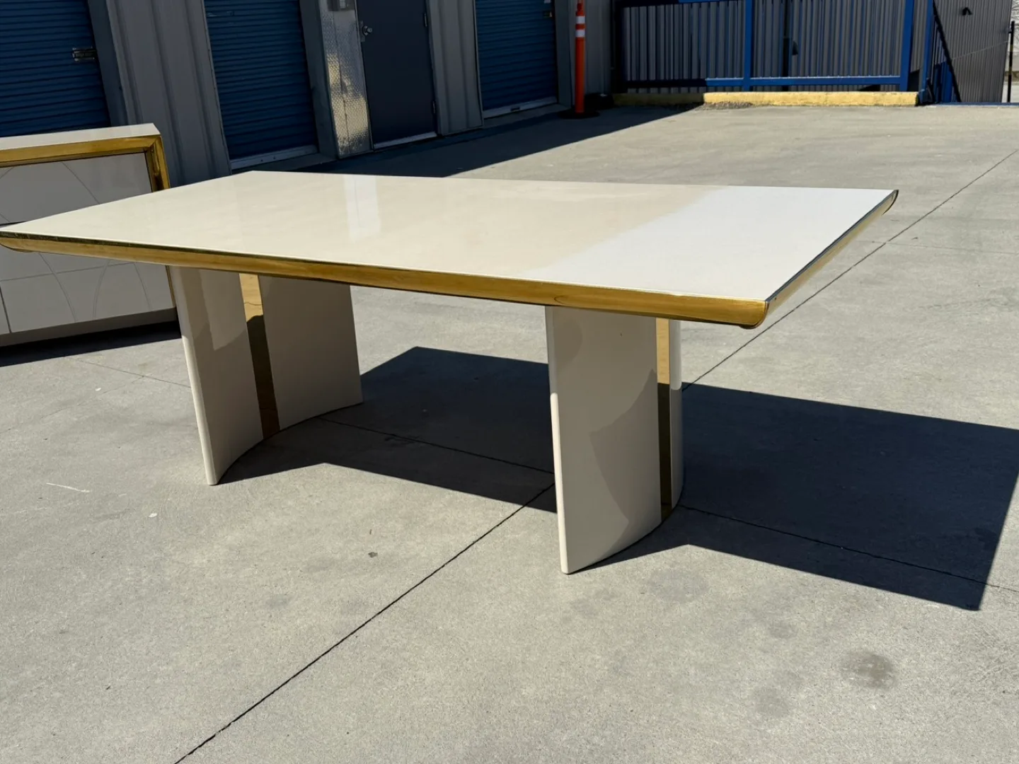 Luxury Cream Marble Dining Table 6 person. thumbnail