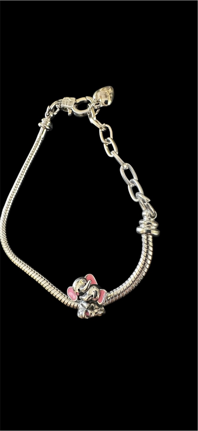 Silver Bracelet with Elephant Charm