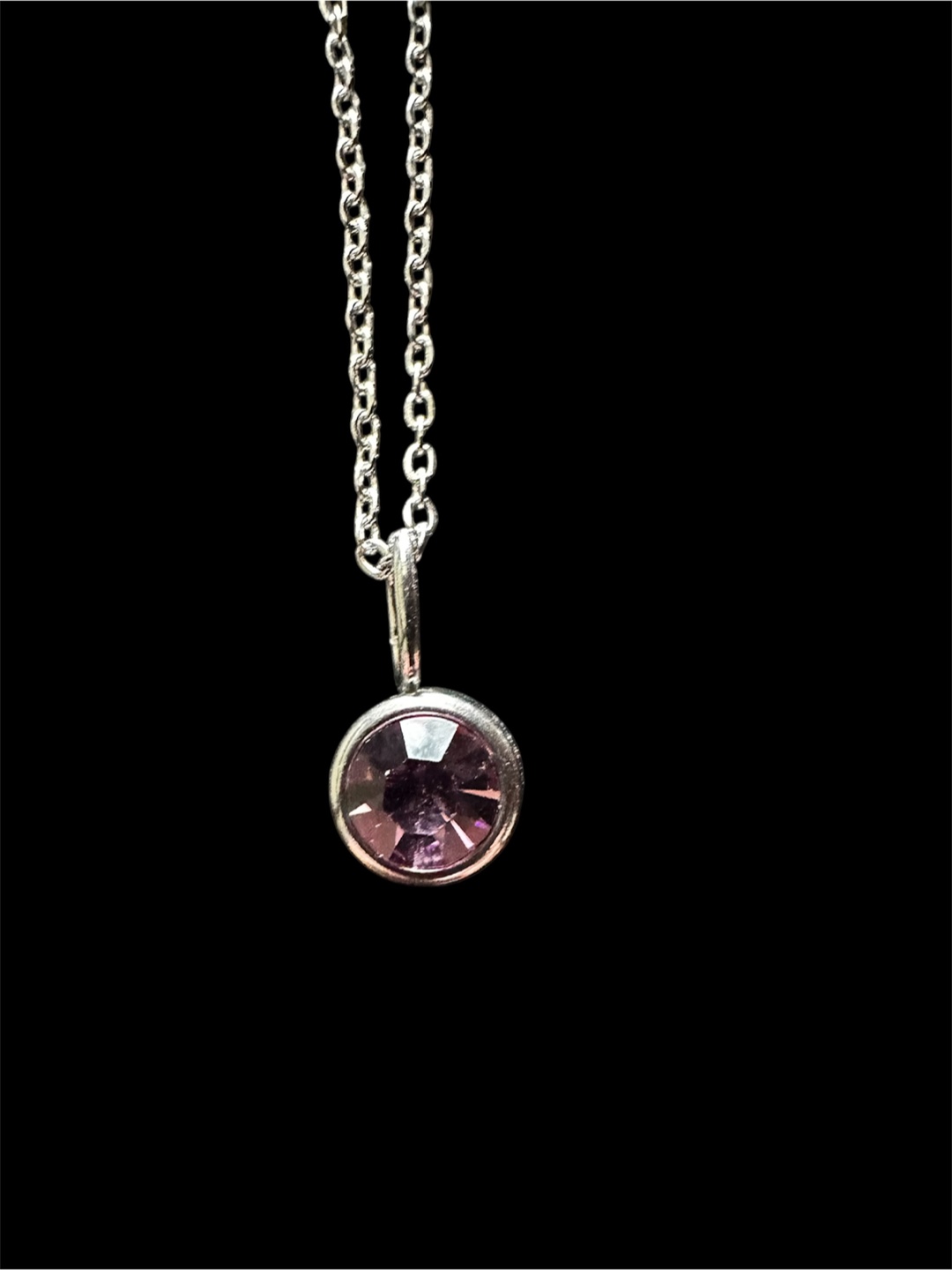 Silver Necklace with October BirthStone
