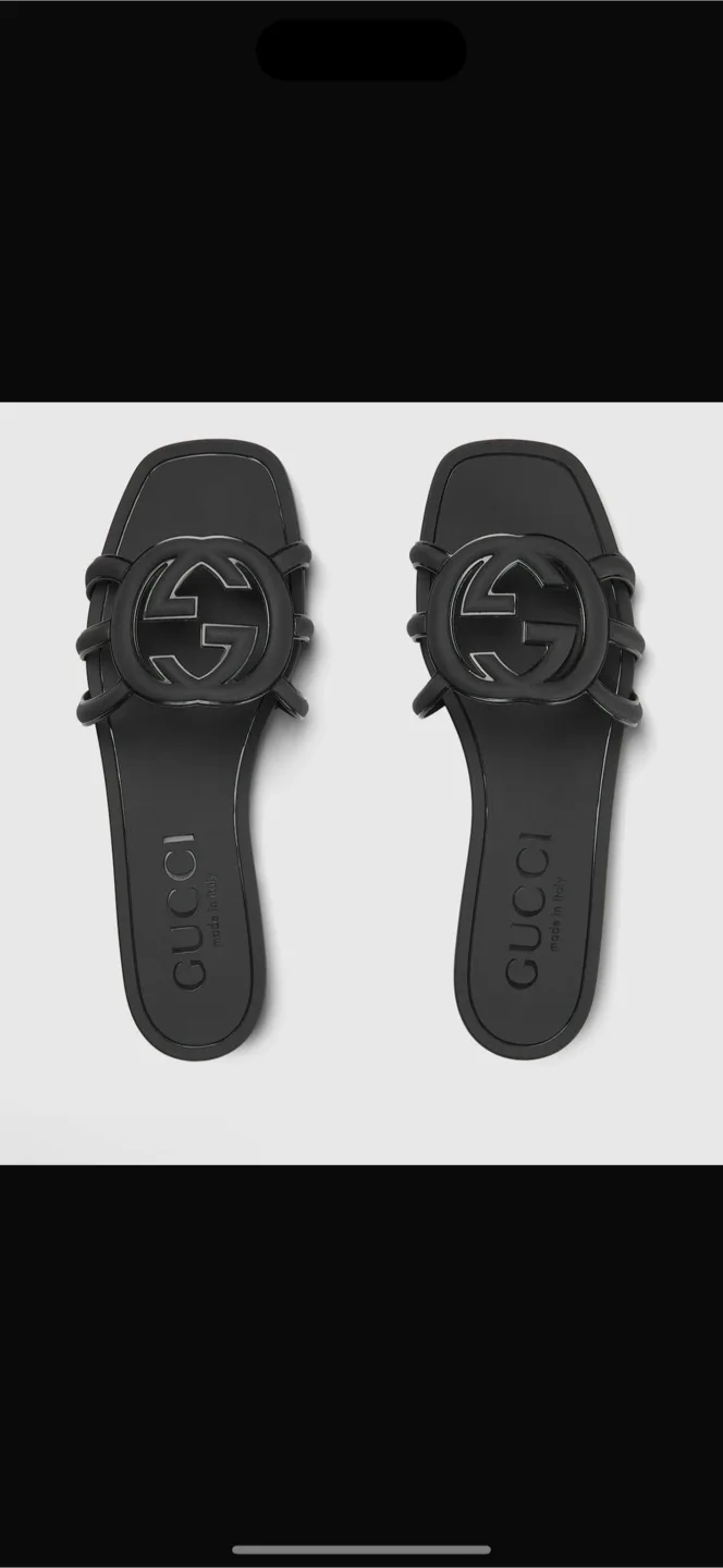 Gucci Black Rubber Slide Sandals thumbnail