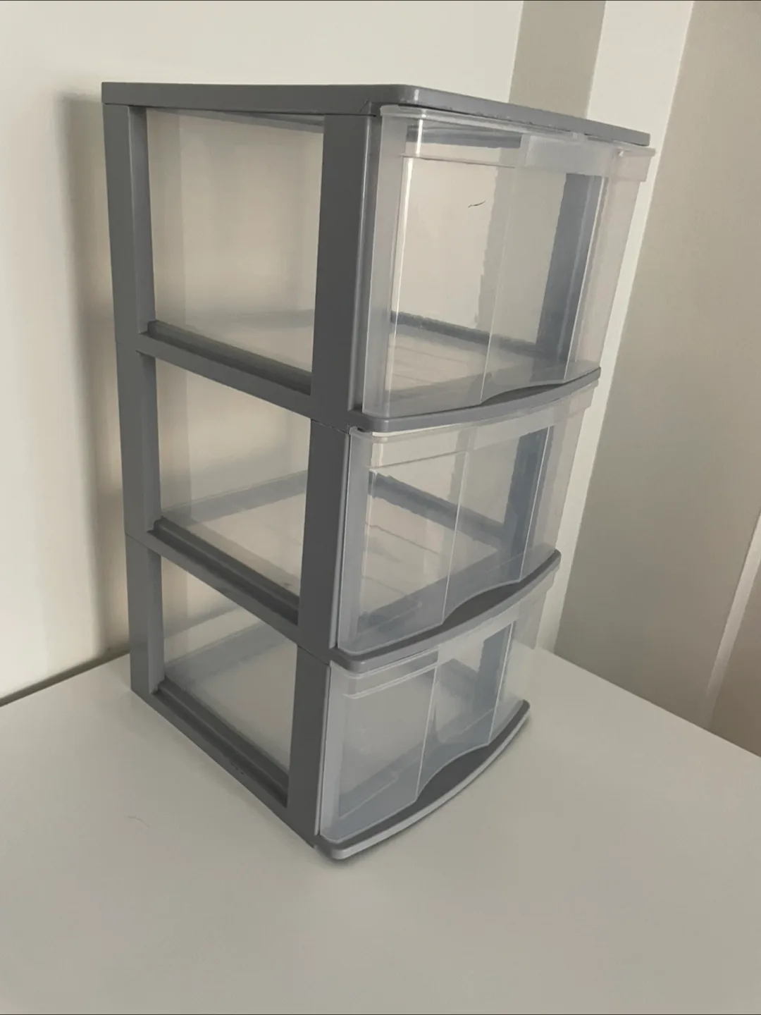 3-Drawer Plastic Storage Unit - Grey thumbnail