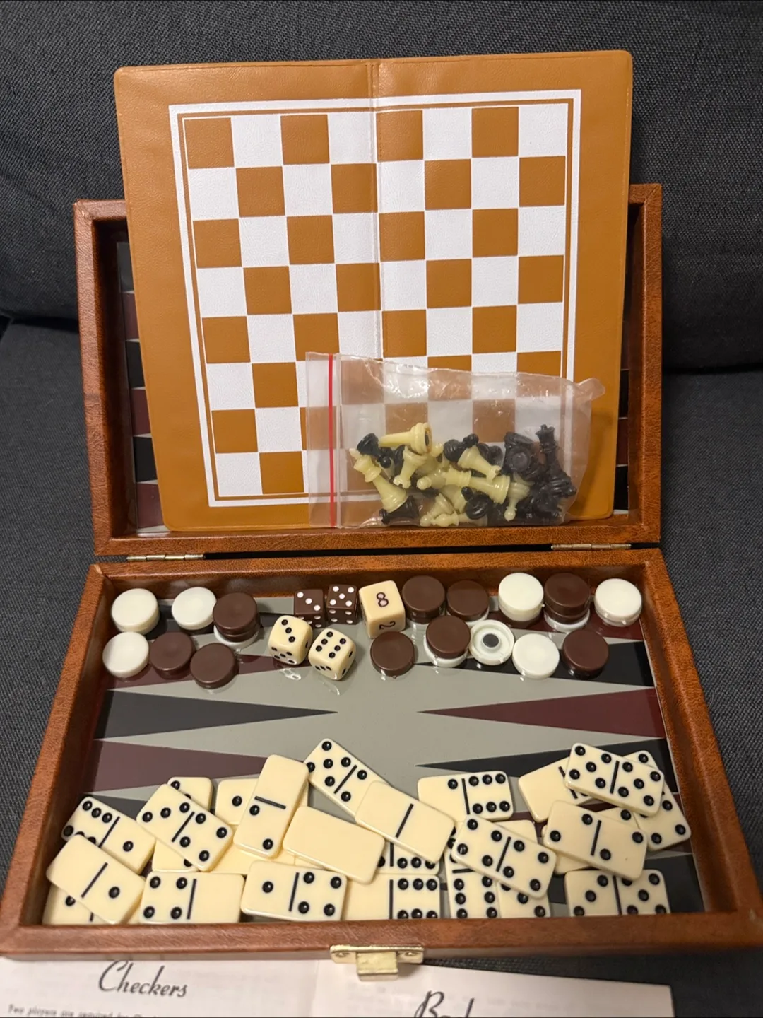 Cardinal Industries Checkers, Chess, Dominoes, Backgammon Set thumbnail