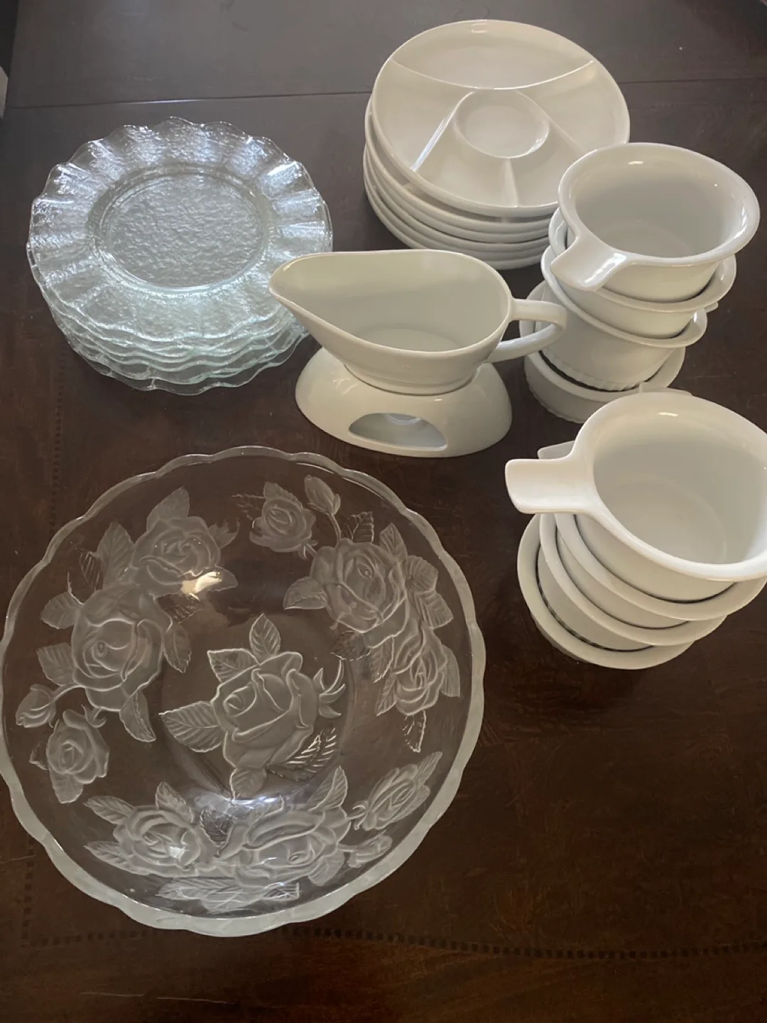 All included. Glass Serving Set - Plates, Bowls, Gravy Boat thumbnail