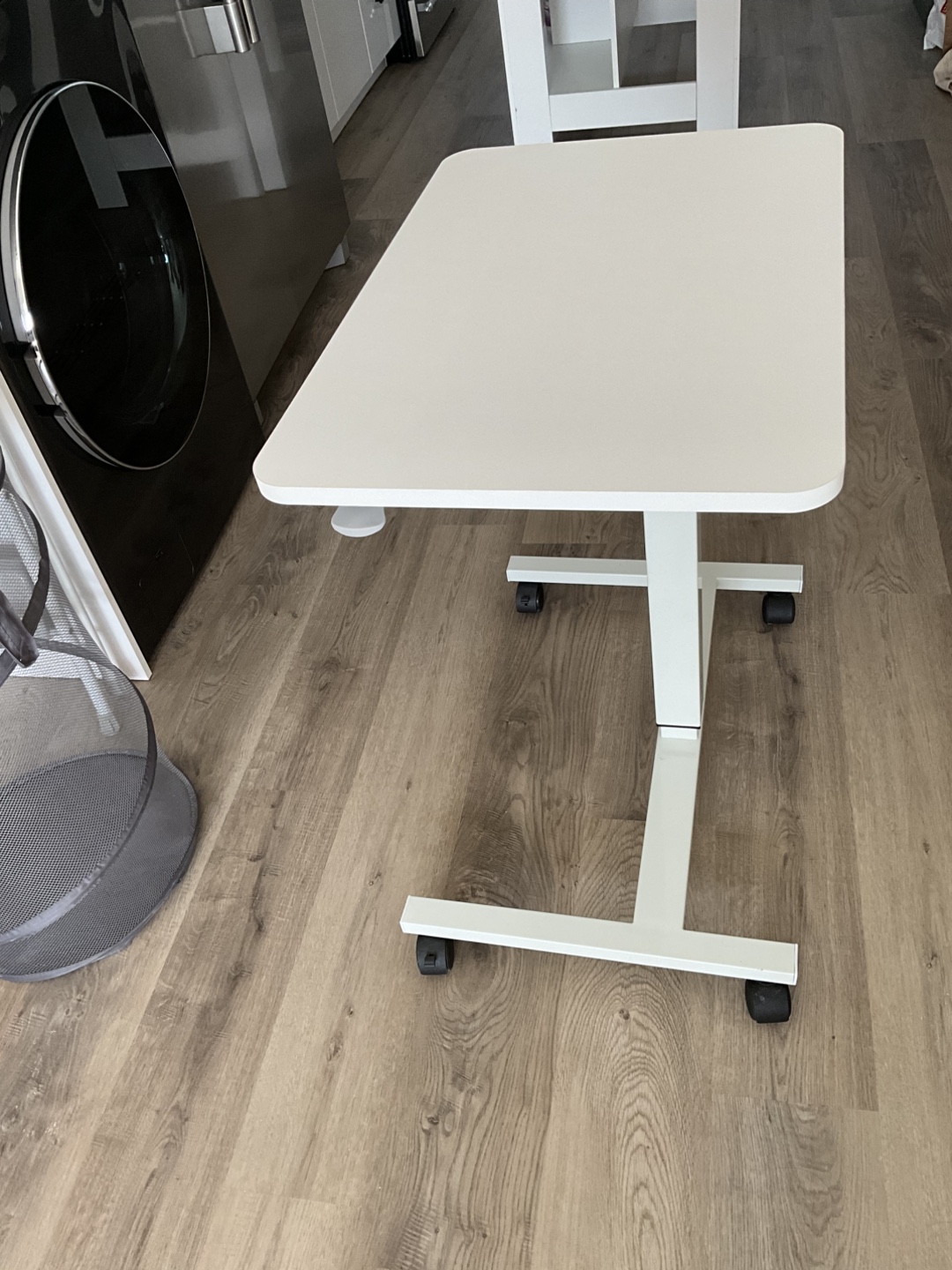 White Adjustable Height Rolling Laptop Desk - photo 3