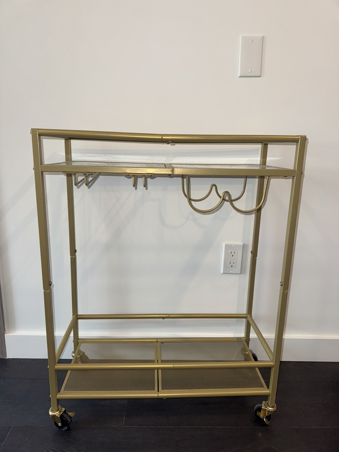 Gold Bar Cart with Glass Shelves - photo 5