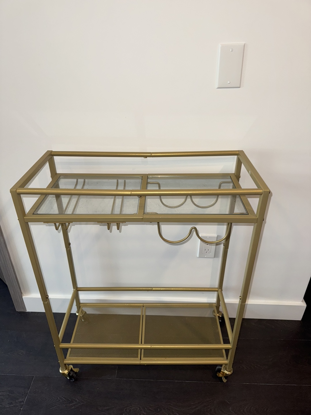 Gold Bar Cart with Glass Shelves - photo 4