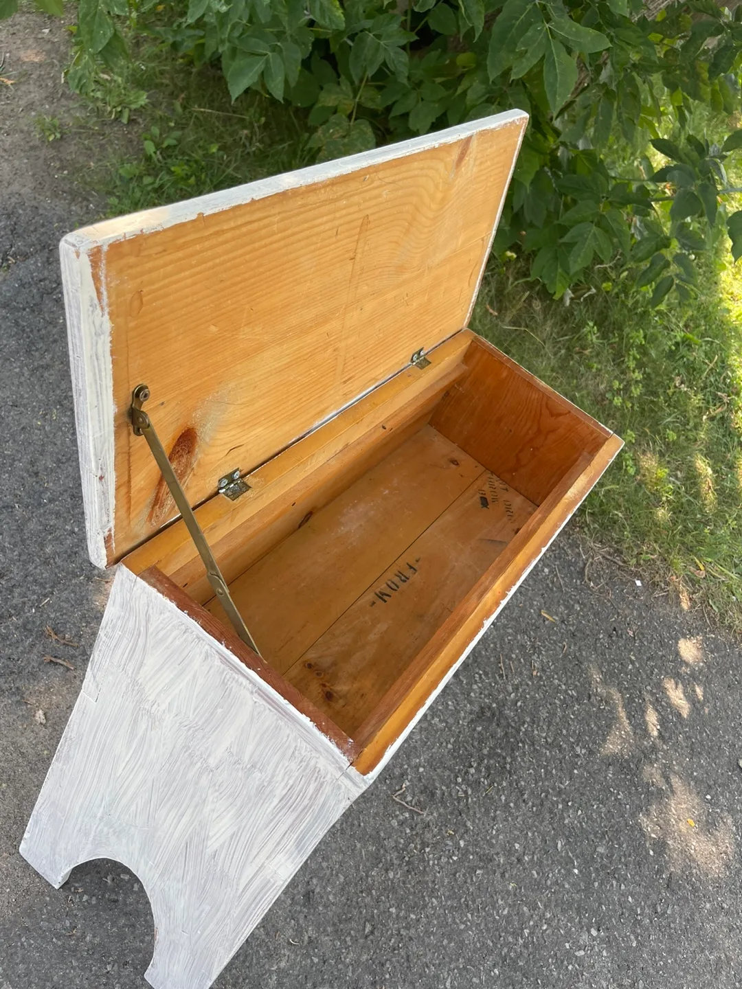 Vintage Painted Wooden Storage Bench image indicator(4)