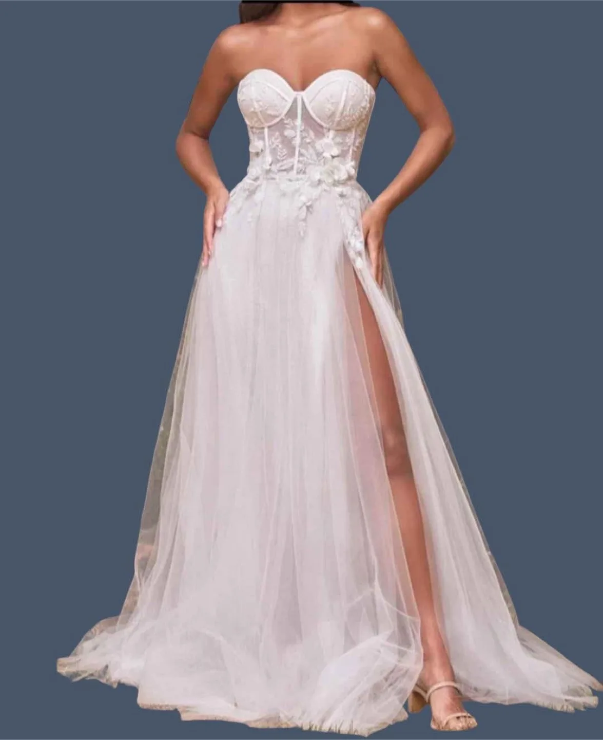 NEW White Corset Tulle Wedding Dress /size 2 thumbnail