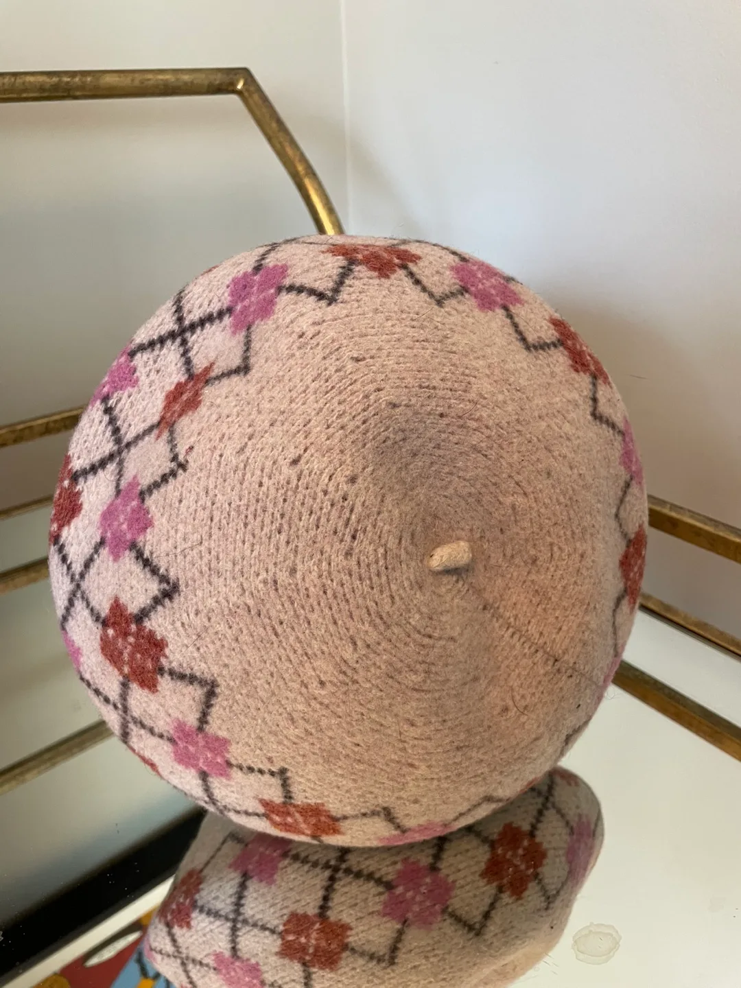 ICHI Pink Patterned Beret thumbnail