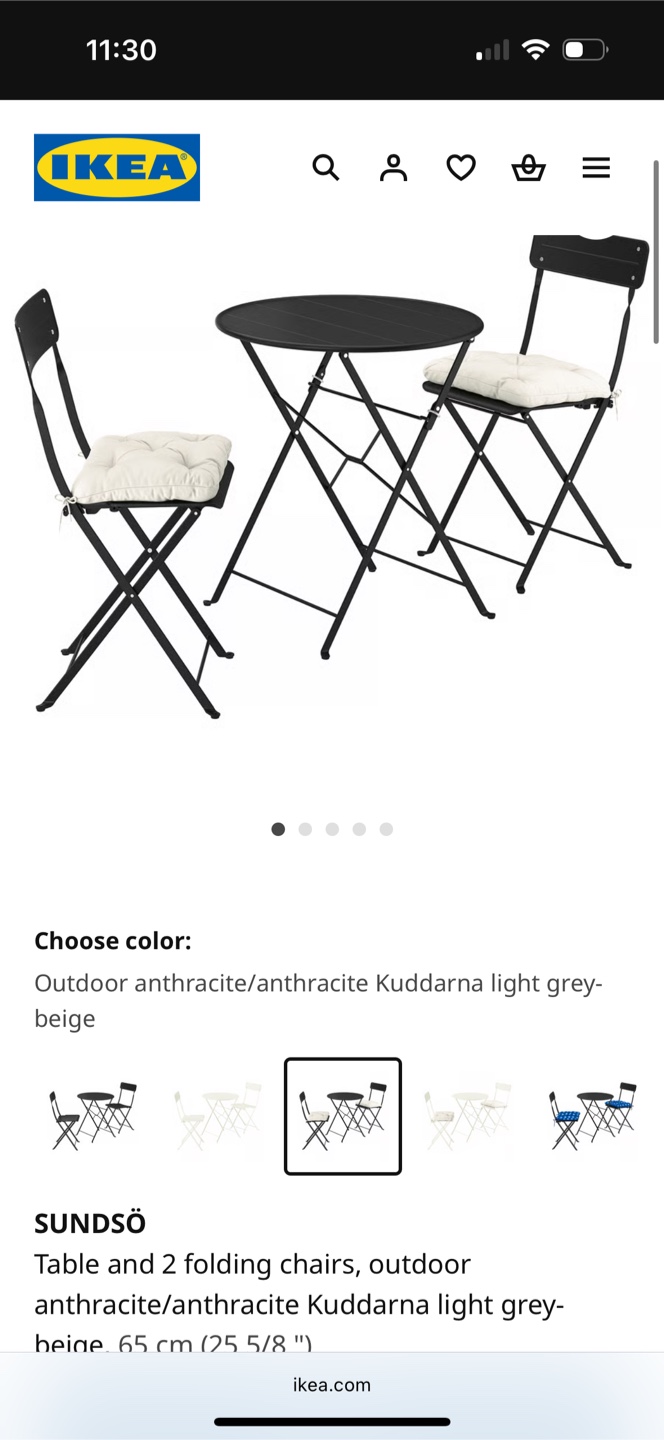 IKEA SUNDSÖ Table & 2 Folding Chairs