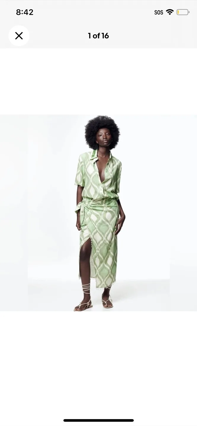 Zara Green Patterned Co-ord Set Size XXL thumbnail