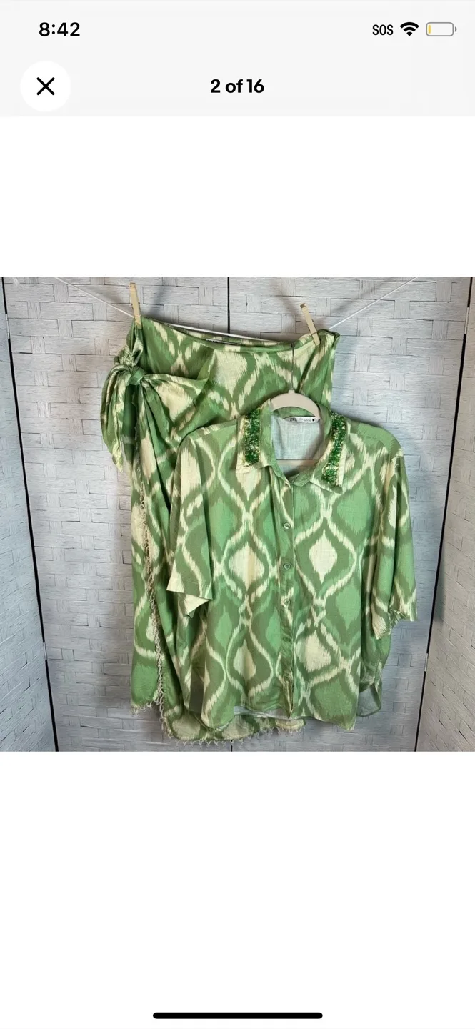 Zara Green Patterned Co-ord Set Size XXL image indicator(2)