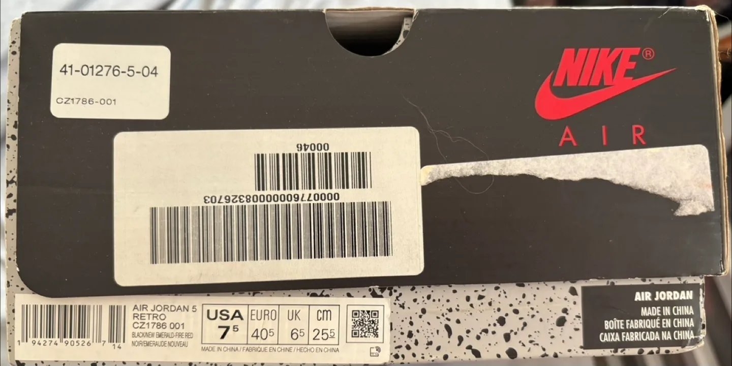 Nike Air Jordan 5 Retro Black/Emerald-Fire Red, US 7.5 image indicator(5)