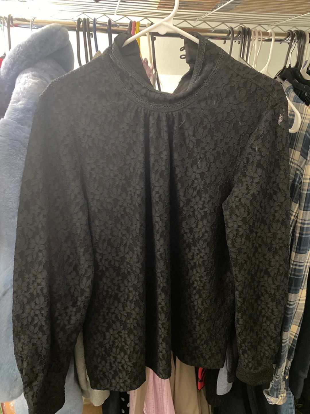 Karl Lagerfeld Black Lace Blouse - Size S thumbnail