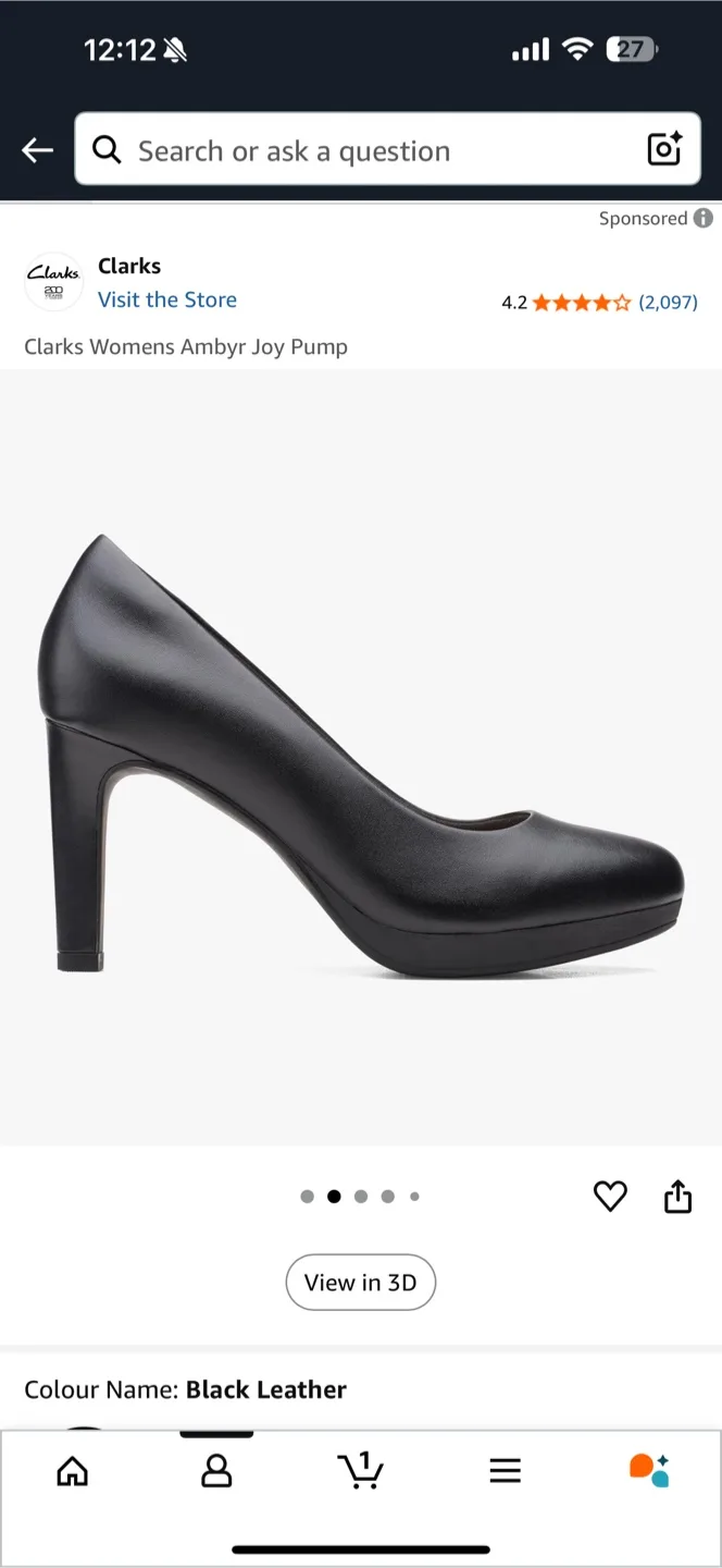 Clarks Women's Adriel Viola Pump - Black Leather thumbnail