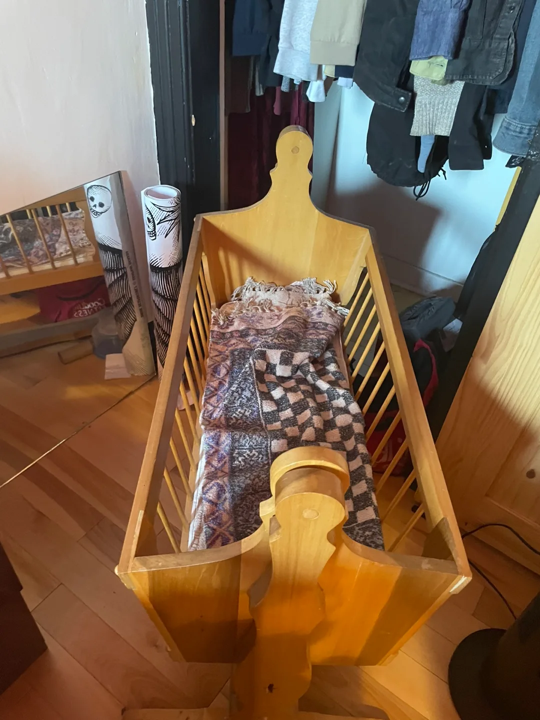 Handmade Wooden Baby Cradle thumbnail