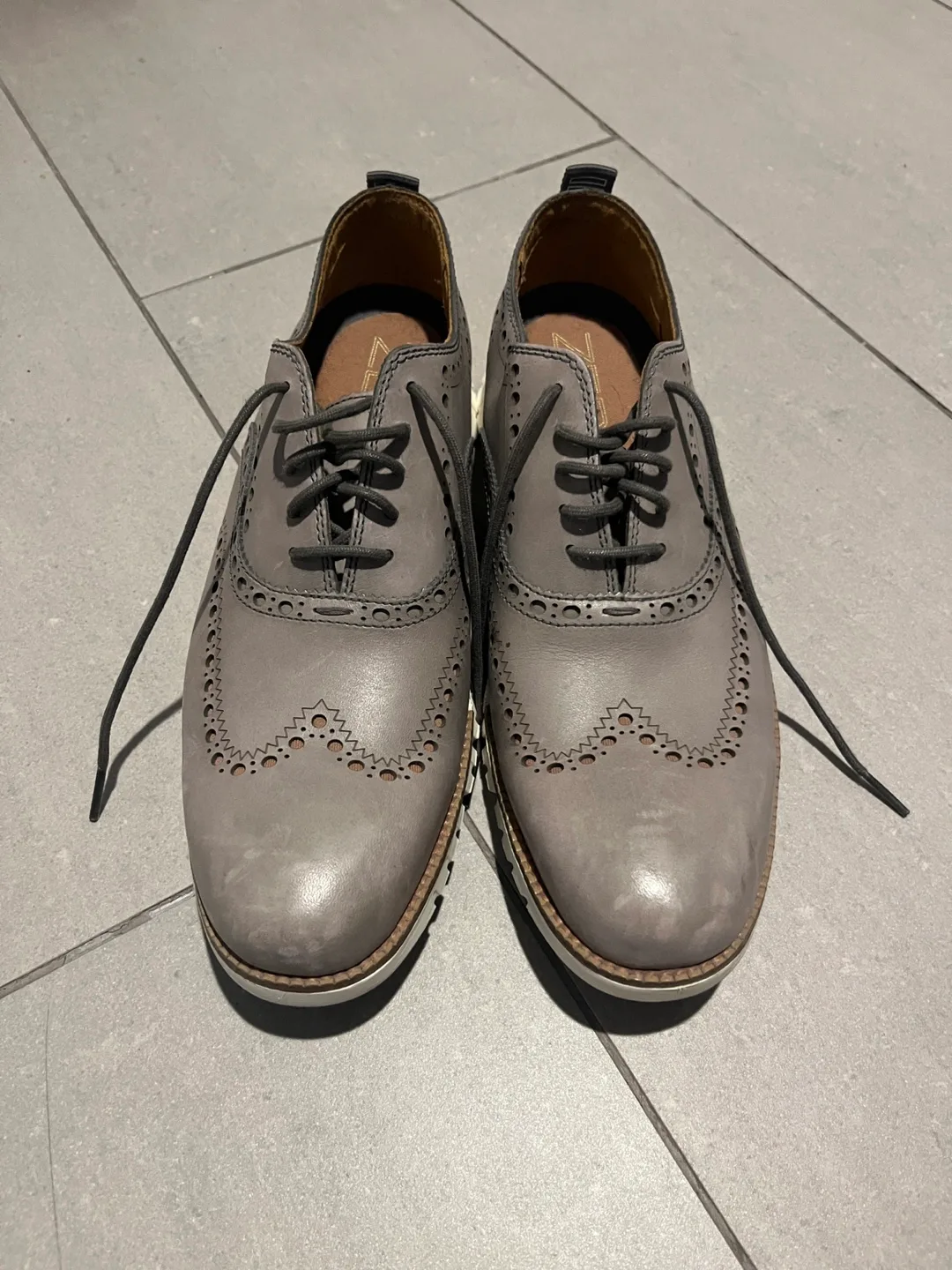 Cole Haan Gray Leather Wingtip Oxford Shoes - Size 10 thumbnail