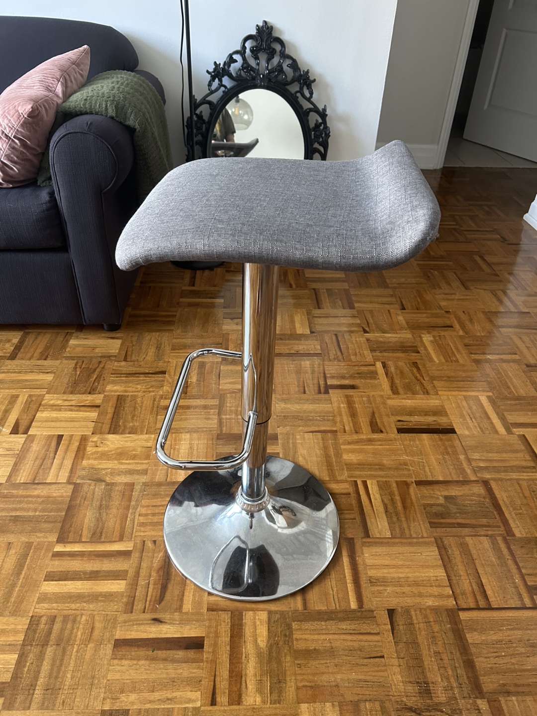 Set of 2 Bar Stools - Grey - photo 3