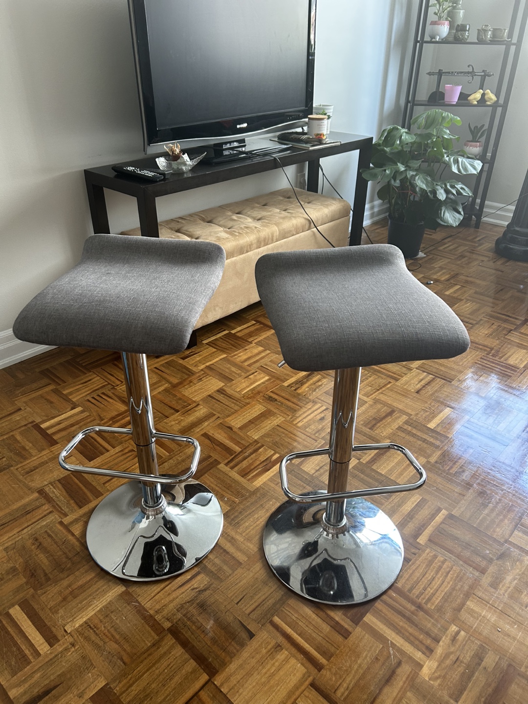 Set of 2 Bar Stools - Grey